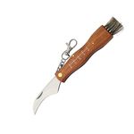 Sport si Outdoor - Camping - Cutite, bricege si accesorii - Cutite si bricege - Briceag pentru ciuperci DEPOX®, otel inoxidabil, cu perie, maner din lemn, 21 cm, maro - Infinity.ro