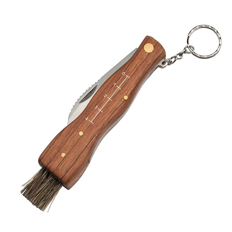 Sport si Outdoor - Camping - Cutite, bricege si accesorii - Cutite si bricege - Briceag pentru ciuperci DEPOX®, otel inoxidabil, cu perie, maner din lemn, 21 cm, maro - Infinity.ro