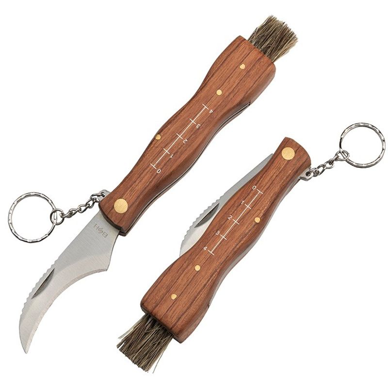 Sport si Outdoor - Camping - Cutite, bricege si accesorii - Cutite si bricege - Briceag pentru ciuperci DEPOX®, otel inoxidabil, cu perie, maner din lemn, 21 cm, maro - Infinity.ro
