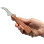 Sport si Outdoor - Camping - Cutite, bricege si accesorii - Cutite si bricege - Briceag pentru ciuperci DEPOX®, otel inoxidabil, cu perie, maner din lemn, 21 cm, maro - Infinity.ro