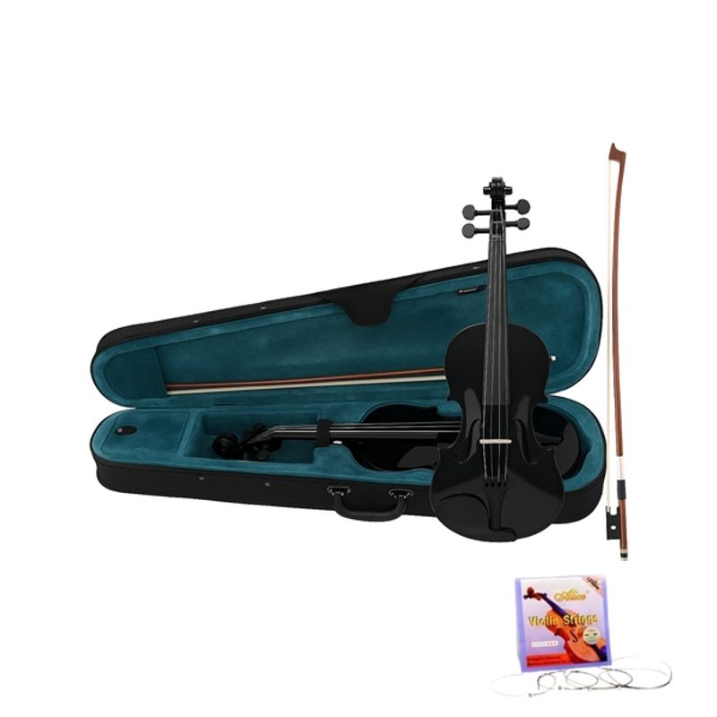 TV, Audio-Video si Foto - Instrumente muzicale - Instrumente clasice - Set vioara clasica din lemn pentru copii 1/8, set corzi si arcus 1/8, DEPOX®, 43 cm, finisaj lucios negru - Infinity.ro
