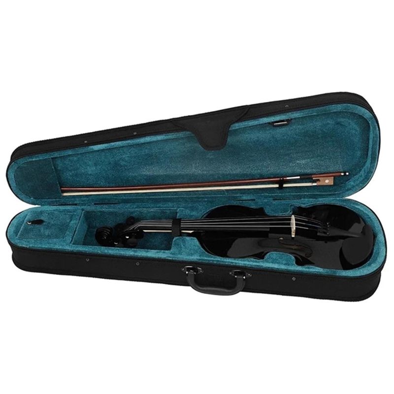 TV, Audio-Video si Foto - Instrumente muzicale - Instrumente clasice - Set vioara clasica din lemn pentru copii 1/8 si doua seturi corzi, DEPOX®, 43 cm, finisaj lucios negru - Infinity.ro