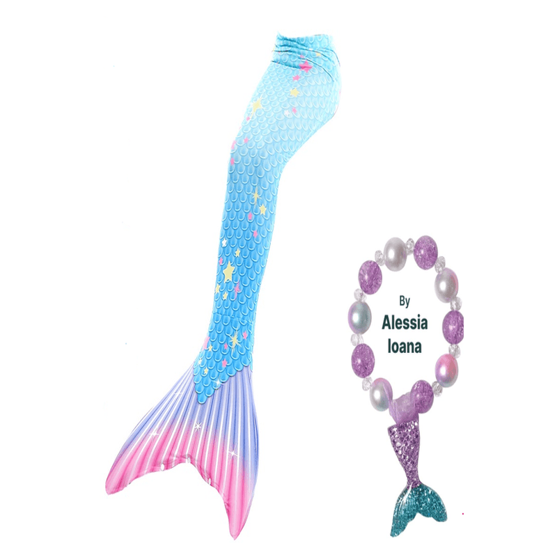 Jucarii, Copii si Bebe - Jucarii si jocuri - Jucarii de rol - Masti si costume copii - Coada de Sirena THK®, Stele de Mare/Albastru cristal cu bratara HandMade by Alessia Ioana - 150 cm - 11+ ani - Infinity.ro