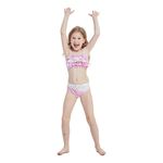 Fashion, accesorii si bijuterii - Copii - Lenjerie si pijamale copii - Costume de baie copii - Set 4 piese costum de baie Sirena Ariel, Roz/Alb, Include coada, inotatoare, top si slip - THK® - 110 cm - 3-4 ani - Infinity.ro