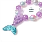 Jucarii, Copii si Bebe - Jucarii si jocuri - Jucarii de rol - Masti si costume copii - Coada de Sirena THK®, Alb fildes, Mov cu bratara HandMade by Alessia Ioana - 140 cm - 9-10 ani - Infinity.ro