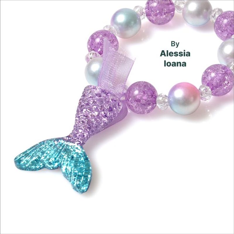 Jucarii, Copii si Bebe - Jucarii si jocuri - Jucarii de rol - Masti si costume copii - Coada de Sirena THK®, Alb fildes, Mov cu bratara HandMade by Alessia Ioana - 140 cm - 9-10 ani - Infinity.ro