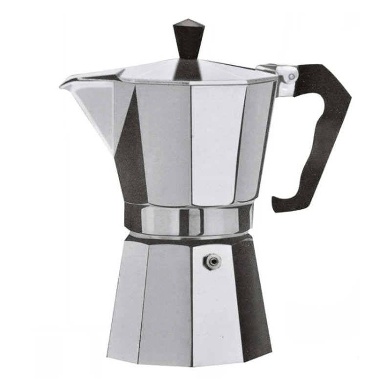 Casa si Gradina - Bucatarie si vesela - Vase pentru gatit - Espressoare pentru aragaz - Espressor THK® pentru 6 cesti de cafea, Camping, Butelie, Aragaz, Aluminiu, 17cm, Argintiu, Negru - Infinity.ro
