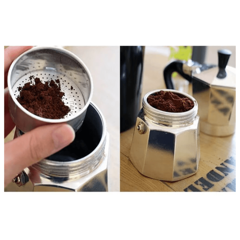 Casa si Gradina - Bucatarie si vesela - Vase pentru gatit - Espressoare pentru aragaz - Espressor THK® pentru 6 cesti de cafea, Camping, Butelie, Aragaz, Aluminiu, 17cm, Argintiu, Negru - Infinity.ro