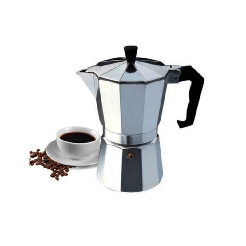 Casa si Gradina - Bucatarie si vesela - Vase pentru gatit - Espressoare pentru aragaz - Espressor THK® pentru 6 cesti de cafea, Camping, Butelie, Aragaz, Aluminiu, 17cm, Argintiu, Negru - Infinity.ro