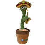 Jucarii, Copii si Bebe - Jucarii si jocuri - Jucarii & jocuri educative - Jucarii interactive - Jucarie Interactiva, Cactus cu Palarie si Trompeta, Danseaza, Bluetooth, 120 melodii, USB, 32 cm - Infinity.ro
