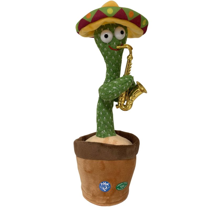 Jucarii, Copii si Bebe - Jucarii si jocuri - Jucarii & jocuri educative - Jucarii interactive - Jucarie Interactiva, Cactus cu Palarie si Trompeta, Danseaza, Bluetooth, 120 melodii, USB, 32 cm - Infinity.ro