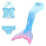 Fashion, accesorii si bijuterii - Copii - Lenjerie si pijamale copii - Costume de baie copii - Set 3 piese costum de baie Sirena Ariel, Stele de Mare, Include top, slip si coada - THK® - 120 cm - 5-6 ani - Infinity.ro