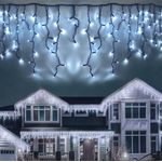 Casa si Gradina - Corpuri si surse de iluminat - Iluminat exterior - Instalatii luminoase exterior - Instalatie 20 metri ALB RECE 500 LED tip turturi franjuri - Infinity.ro