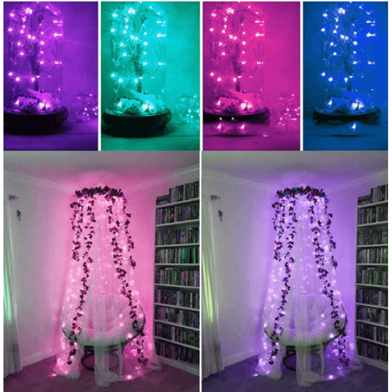 Casa si Gradina - Corpuri si surse de iluminat - Iluminat exterior - Instalatii luminoase exterior - Instalatie decorativa RGB Cu Control Bluetooth Prin Aplicatie 5 metri Luminozitate Reglabila USB Multicolor - Infinity.ro
