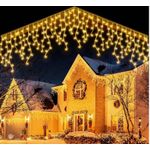 Casa si Gradina - Corpuri si surse de iluminat - Iluminat exterior - Instalatii luminoase exterior - Instalatie 30 metri ALB CALD 1200 LED tip turturi franjuri - Infinity.ro