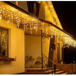 Casa si Gradina - Corpuri si surse de iluminat - Iluminat exterior - Instalatii luminoase exterior - Instalatie 30 metri ALB CALD 1200 LED tip turturi franjuri - Infinity.ro