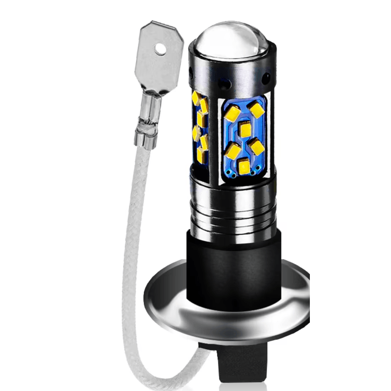 Auto si Moto - Electrice auto - Iluminare si semnalizare - Becuri auto - Set 2 becuri auto LED H1 cu lupa 60W 27 SMD 12V 6000K 7000lm - Infinity.ro