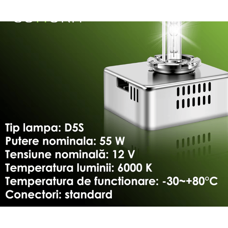 Auto si Moto - Electrice auto - Iluminare si semnalizare - Kituri xenon - Set 2 Becuri Xenon D5S putere 55W culoare 6000k +220% pentru Faruri Auto 9000 Lumeni - Infinity.ro