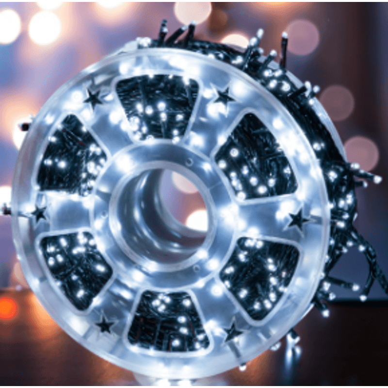 Casa si Gradina - Corpuri si surse de iluminat - Iluminat exterior - Instalatii luminoase exterior - Instalatie de Craciun tip Rola interior sau exterior rezistenta 50m 300LED ALB RECE - Infinity.ro