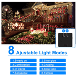 Casa si Gradina - Corpuri si surse de iluminat - Iluminat exterior - Instalatii luminoase exterior - Instalatie solara 30 metri cu 300 LED fir CUPRU telecomanda ALB CALD 1500 21 - Infinity.ro