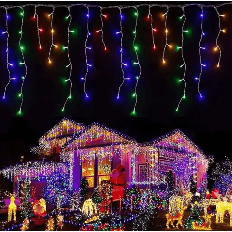 Casa si Gradina - Corpuri si surse de iluminat - Iluminat exterior - Instalatii luminoase exterior - Instalatie de Craciun 1500 17 tip FRANJURI de 12 metri 320 LED MULTICOLOR - Infinity.ro
