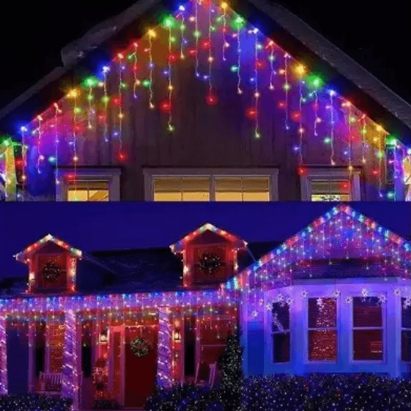 Casa si Gradina - Corpuri si surse de iluminat - Iluminat exterior - Instalatii luminoase exterior - Instalatie de Craciun 1500 17 tip FRANJURI de 12 metri 320 LED MULTICOLOR - Infinity.ro