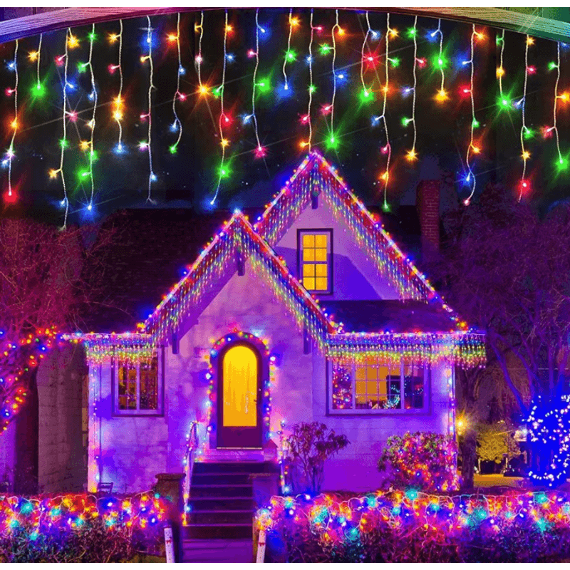 Casa si Gradina - Corpuri si surse de iluminat - Iluminat exterior - Instalatii luminoase exterior - Instalatie de Craciun 1500 17 tip FRANJURI de 12 metri 320 LED MULTICOLOR - Infinity.ro