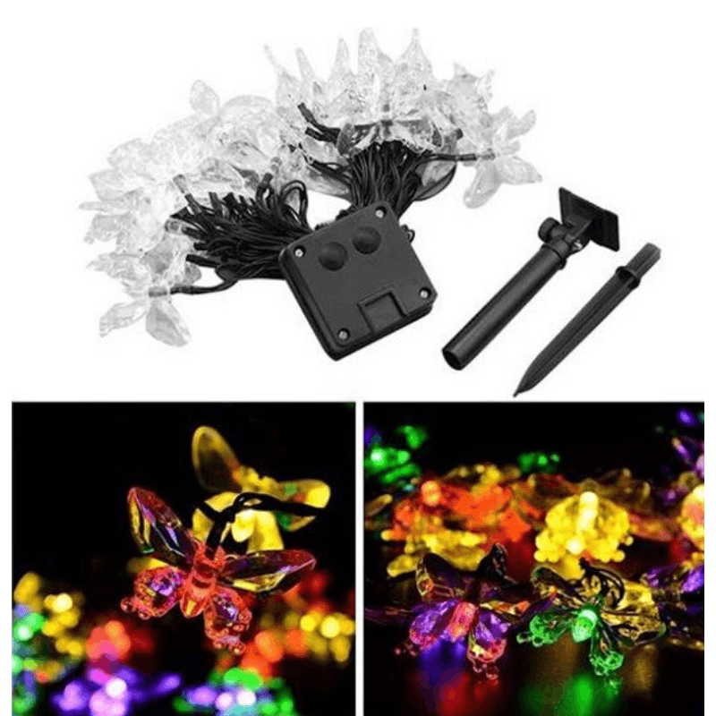 Casa si Gradina - Corpuri si surse de iluminat - Iluminat exterior - Instalatii luminoase exterior - Instalatie 1500-11 Solara 50 LED - FLUTURI Crystal, MULTICOLOR 5m RGB - Infinity.ro