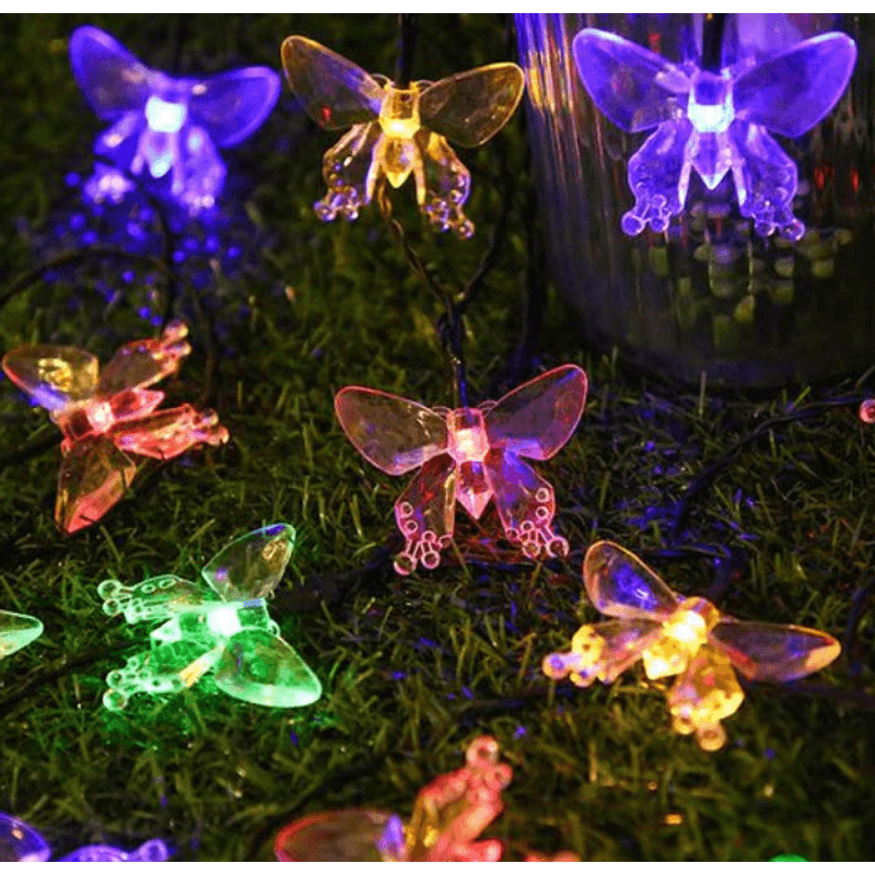 Casa si Gradina - Corpuri si surse de iluminat - Iluminat exterior - Instalatii luminoase exterior - Instalatie 1500-11 Solara 50 LED - FLUTURI Crystal, MULTICOLOR 5m RGB - Infinity.ro
