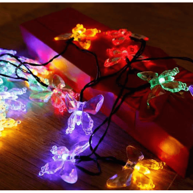 Casa si Gradina - Corpuri si surse de iluminat - Iluminat exterior - Instalatii luminoase exterior - Instalatie 1500-11 Solara 50 LED - FLUTURI Crystal, MULTICOLOR 5m RGB - Infinity.ro