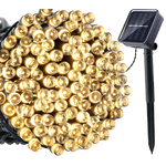 Casa si Gradina - Corpuri si surse de iluminat - Iluminat exterior - Instalatii luminoase exterior - Instalatie solara decorativa lungime 30 metri cu 300 LED ALB CALD - Infinity.ro