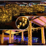 Casa si Gradina - Corpuri si surse de iluminat - Iluminat exterior - Instalatii luminoase exterior - Instalatie solara decorativa lungime 30 metri cu 300 LED ALB CALD - Infinity.ro