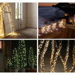 Casa si Gradina - Corpuri si surse de iluminat - Iluminat exterior - Instalatii luminoase exterior - Instalatie solara decorativa lungime 30 metri cu 300 LED ALB CALD - Infinity.ro