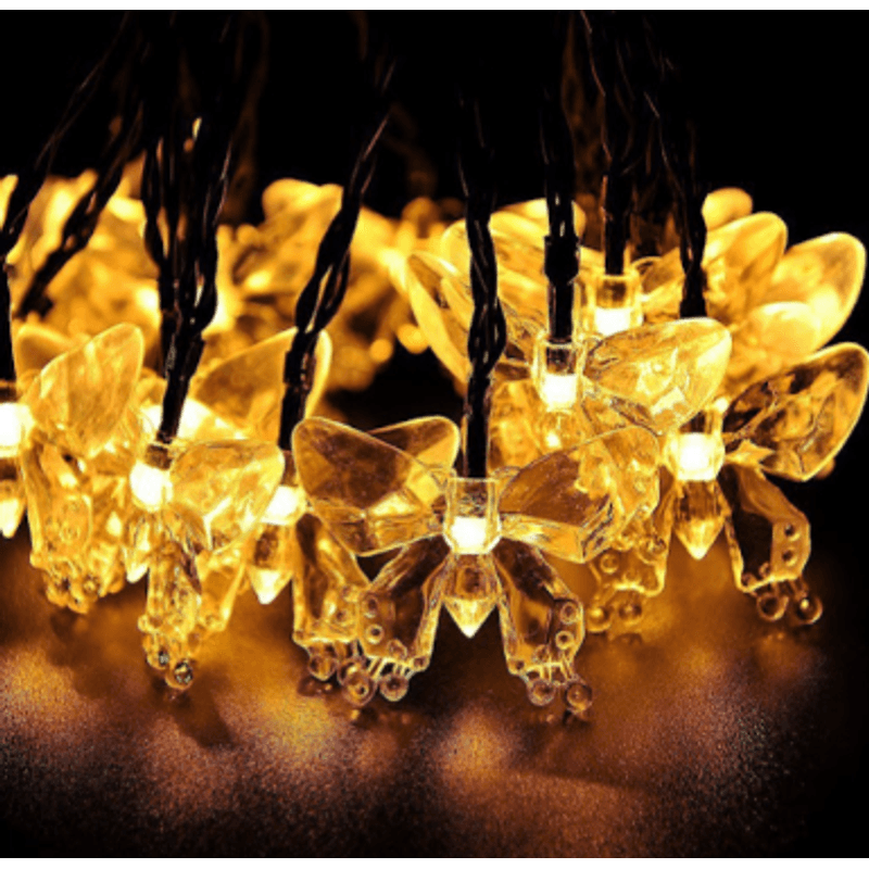 Casa si Gradina - Corpuri si surse de iluminat - Iluminat exterior - Instalatii luminoase exterior - Instalatie 1500-11 Solara 50 LED - FLUTURI Crystal ALB CALD 5m - Infinity.ro