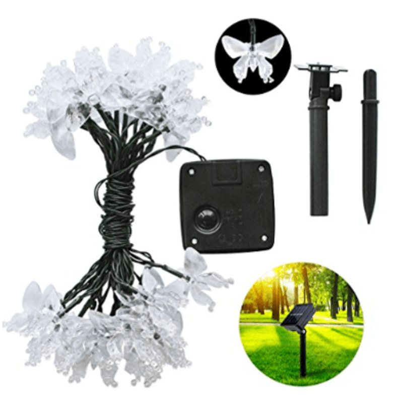 Casa si Gradina - Corpuri si surse de iluminat - Iluminat exterior - Instalatii luminoase exterior - Instalatie 1500-11 Solara 50 LED - FLUTURI Crystal ALB CALD 5m - Infinity.ro