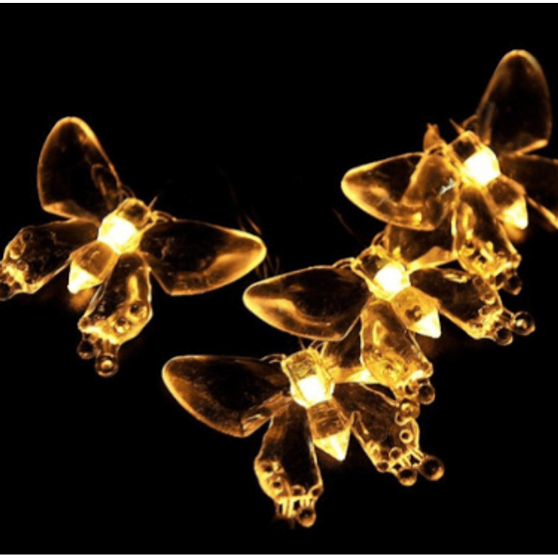 Casa si Gradina - Corpuri si surse de iluminat - Iluminat exterior - Instalatii luminoase exterior - Instalatie 1500-11 Solara 50 LED - FLUTURI Crystal ALB CALD 5m - Infinity.ro