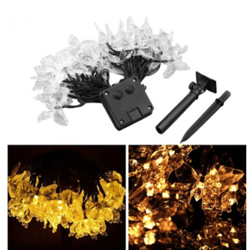 Casa si Gradina - Corpuri si surse de iluminat - Iluminat exterior - Instalatii luminoase exterior - Instalatie 1500-11 Solara 50 LED - FLUTURI Crystal ALB CALD 5m - Infinity.ro