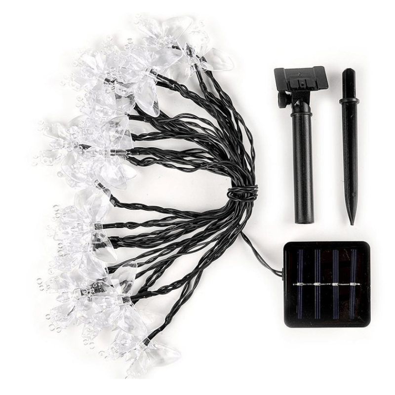 Casa si Gradina - Corpuri si surse de iluminat - Iluminat exterior - Instalatii luminoase exterior - Instalatie 1500-11 Solara 50 LED - FLUTURI Crystal ALB CALD 5m - Infinity.ro