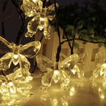 Casa si Gradina - Corpuri si surse de iluminat - Iluminat exterior - Instalatii luminoase exterior - Instalatie 1500-11 Solara 50 LED - FLUTURI Crystal ALB CALD 5m - Infinity.ro