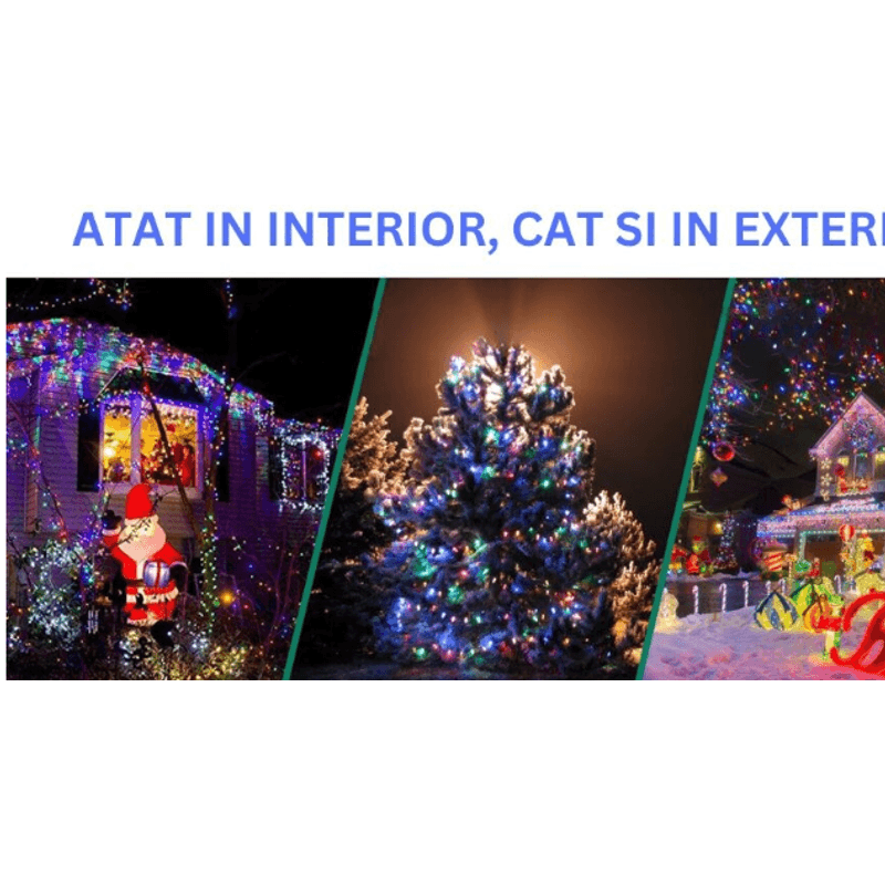 Casa si Gradina - Corpuri si surse de iluminat - Iluminat exterior - Instalatii luminoase exterior - Instalatie multicolora 50m tip rola cu 240 LED 8 efecte de iluminare - Infinity.ro