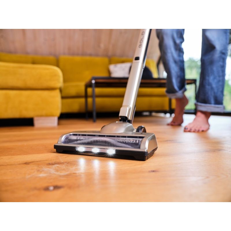 Electronice si Electrocasnice - Ingrijirea locuintei - Aspiratoare - Aspirator vertical ETA Gold Power 1212 90000, motor BLDC 250 W, Li-Ion 21,6 V/ 2500 mAh, recipient praf 0.4 litri - Infinity.ro