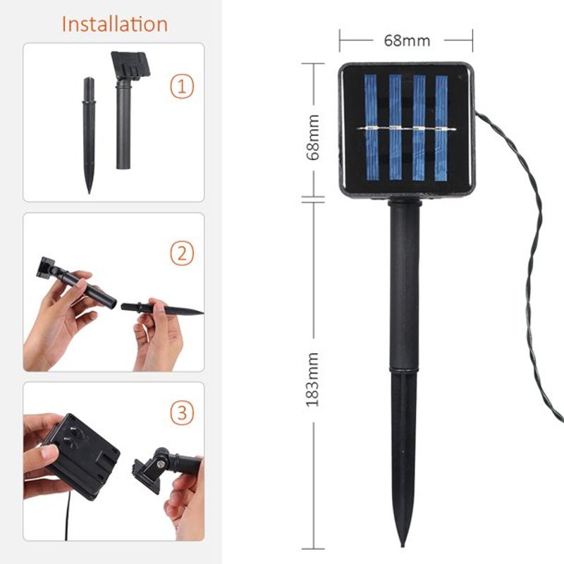 Casa si Gradina - Corpuri si surse de iluminat - Iluminat exterior - Instalatii luminoase exterior - Instalatie Solara 300 LED SL300C MULTICOLOR lungime 33M - Infinity.ro