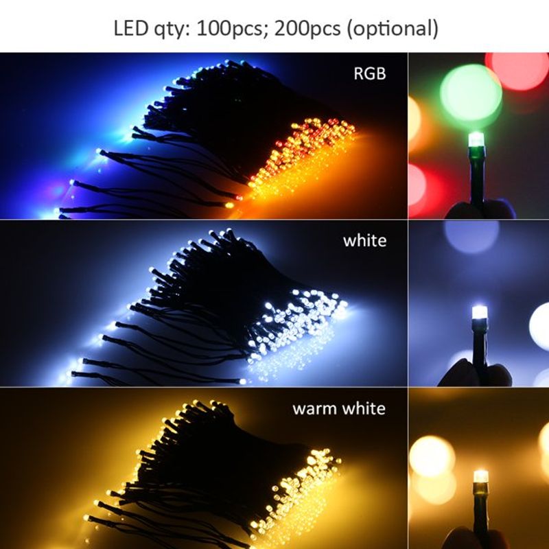 Casa si Gradina - Corpuri si surse de iluminat - Iluminat exterior - Instalatii luminoase exterior - Instalatie Solara 300 LED SL300C MULTICOLOR lungime 33M - Infinity.ro