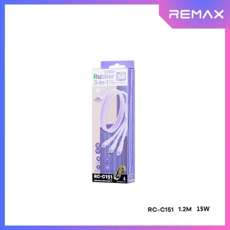 Laptop, Telefoane si Tablete - Telefoane mobile si accesorii - Accesorii Telefoane - Cabluri si adaptoare telefoane - Cablu cu incarcare rapida 3 in 1 REMAX RC-C151, 1.2 metri, 15W - Infinity.ro