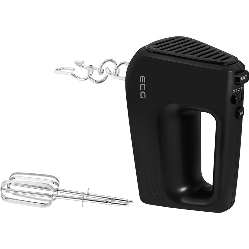 Electronice si Electrocasnice - Electrocasnice bucatarie - Mixere, tocatoare & roboti de bucatarie - Mixere - Mixer de mana ECG RS 440 Black Lite, 400 W, 5 viteze, functie TURBO, 2 teluri si 2 carlige, negru - Infinity.ro