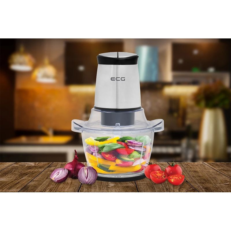 Electronice si Electrocasnice - Electrocasnice bucatarie - Mixere, tocatoare & roboti de bucatarie - Tocator alimente ECG SP 4030, 400W, recipient din sticla 1.5 litri, 2 viteze, lame din otel - Infinity.ro