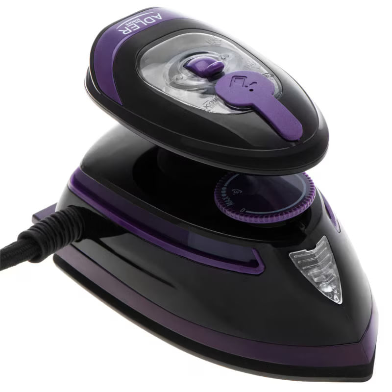 Electronice si Electrocasnice - Ingrijirea tesaturilor - Fiare de calcat - Fier de ca lcat cu abur de calatorie Adler AD 5049, 420 W, 30 ml, Placa ceramica, Abur/uscat, Negru/Violet - Infinity.ro
