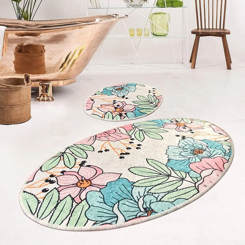 Casa si Gradina - Textile si covoare - Covoare - Covorase baie - Set 2 Covorase baie Spring, 60 x 100 cm, 50 x 60 cm, Antiderapant, Multicolor - Infinity.ro