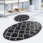 Casa si Gradina - Textile si covoare - Covoare - Covorase baie - Set 2 Covorase baie Kupa, 60 x 100 cm, 50 x 60 cm, Antiderapant, Negru - Infinity.ro