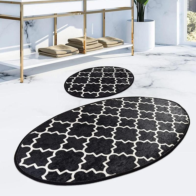 Casa si Gradina - Textile si covoare - Covoare - Covorase baie - Set 2 Covorase baie Kupa, 60 x 100 cm, 50 x 60 cm, Antiderapant, Negru - Infinity.ro